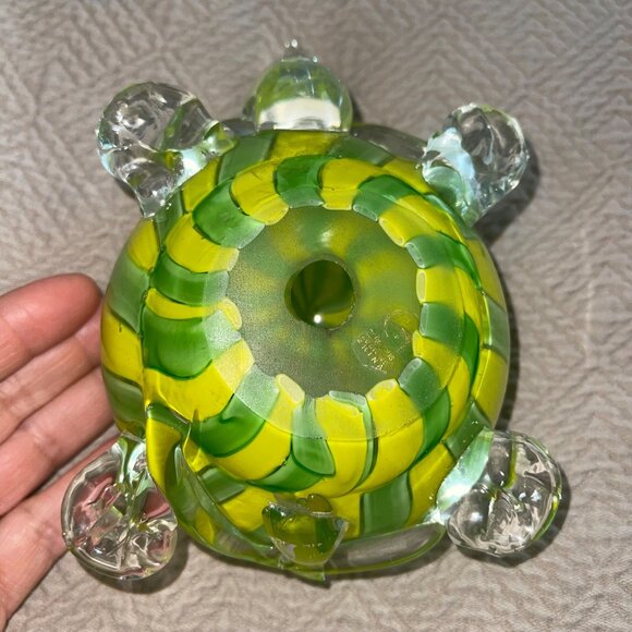 Heavy Blown Glass Turtle Green Hollow Decorative Collectible - Picture 6 of 6